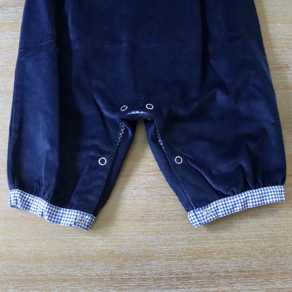 NWOT Petit Confection Baby Boy Blue Corduroy Holiday Snowman One-Piece Outfit 9M - Picture 3 of 10